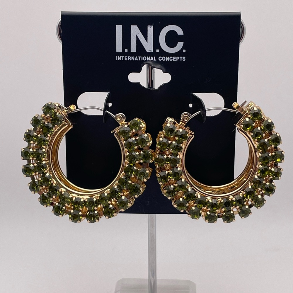 INC International Concepts Gold and Green Statement Earrings